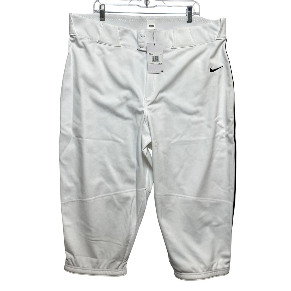 Nike Baseball Pants Mens 3XL White BQ9021-106 Swoosh Side Stripe Athletic